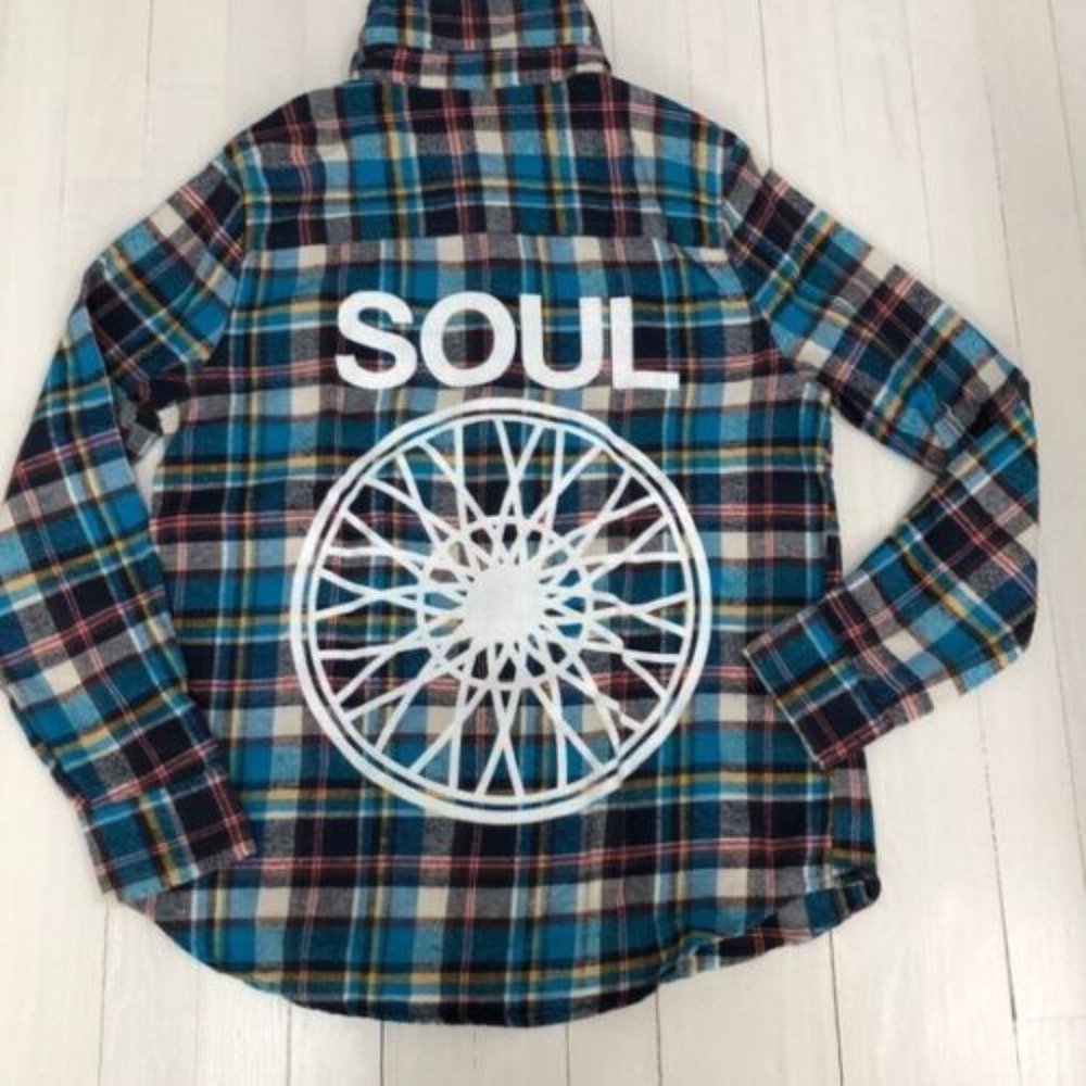 Soul Cycle Plaid Flannel Button-Down Top Size M
